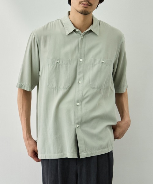 ATON(エイトン)の「【ATON/エイトン】COTTON SILK VIERA LOOSE FIT HALF SLEEVE SHIRT(シャツ/ブラウス・メンズ・ネイビー/グリーン・2/4/6)」の16枚目の写真