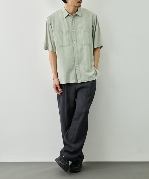 ATON(エイトン)の「【ATON/エイトン】COTTON SILK VIERA LOOSE FIT HALF SLEEVE SHIRT(シャツ/ブラウス・メンズ・ネイビー/グリーン・2/4/6)」の20枚目の写真