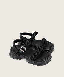 クリスタルポイントシャーリングストラッププラットフォームサンダル/2026 SS SHRRING COLLECTION
