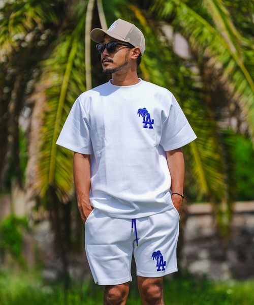 adamsJUGGLER（アダムスジャグラー）の「RTEGパームツリーLAティー（Tシャツ/カットソー・メンズ・グレー/ブルー/ブラック/ホワイト・S/L/M/XL）」の2枚目の写真