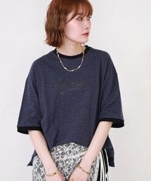 Arinomama 170g スラブ天竺 RELAX ロゴ プリント リンガー Tシャツ 半袖