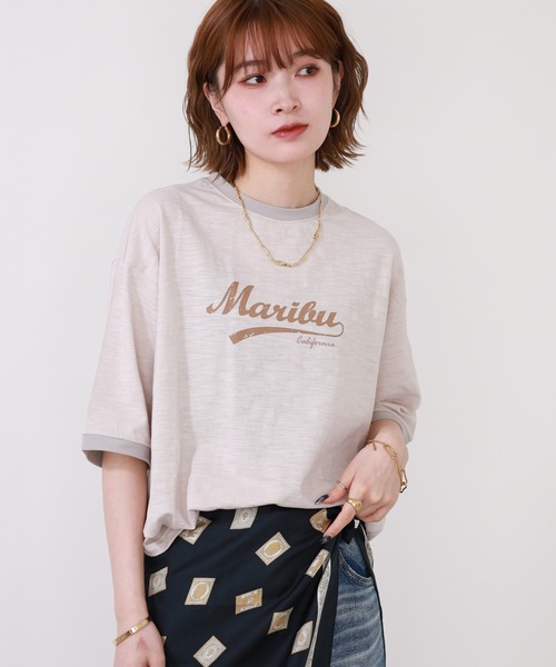 Arinomama(アリノママ)の「Arinomama 170g スラブ天竺 RELAX ロゴ プリント リンガー Tシャツ 半袖(Tシャツ/カットソー・レディース・ブラック/アイボリー/ネイビー・FREE)」の7枚目の写真