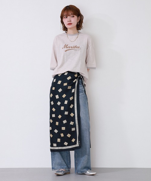 Arinomama(アリノママ)の「Arinomama 170g スラブ天竺 RELAX ロゴ プリント リンガー Tシャツ 半袖(Tシャツ/カットソー・レディース・ブラック/アイボリー/ネイビー・FREE)」の9枚目の写真