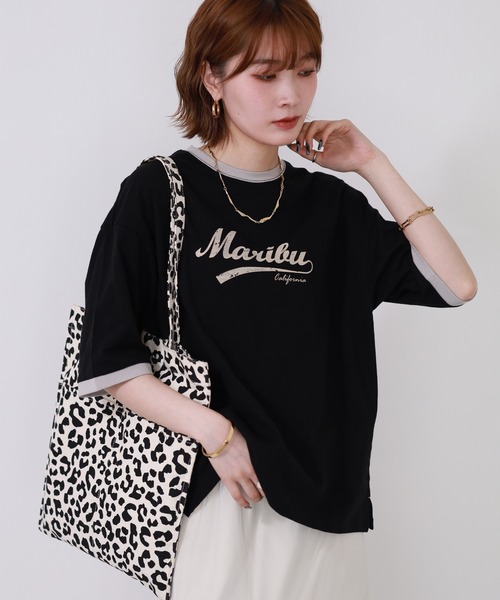 Arinomama(アリノママ)の「Arinomama 170g スラブ天竺 RELAX ロゴ プリント リンガー Tシャツ 半袖(Tシャツ/カットソー・レディース・ブラック/アイボリー/ネイビー・FREE)」の13枚目の写真