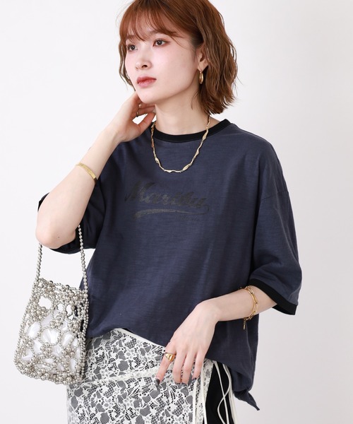 Arinomama(アリノママ)の「Arinomama 170g スラブ天竺 RELAX ロゴ プリント リンガー Tシャツ 半袖(Tシャツ/カットソー・レディース・ブラック/アイボリー/ネイビー・FREE)」の18枚目の写真