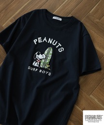 PEANUTS JOE COOL柄サガラ刺繍天竺半袖Tシャツ