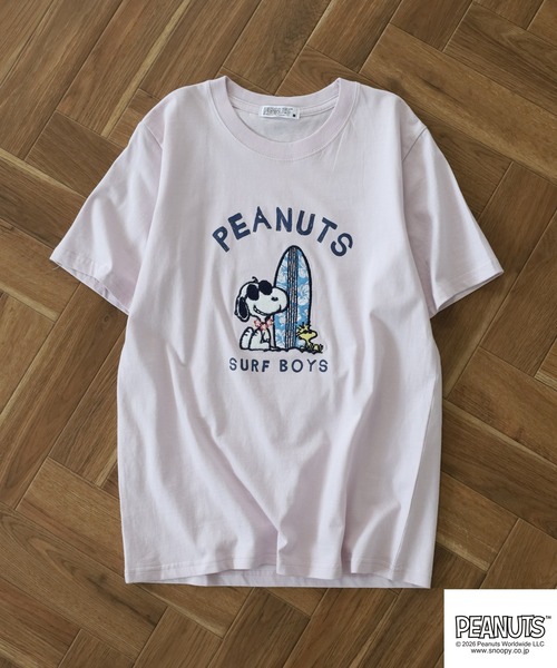 PEANUTS（ピーナッツ）の「PEANUTS JOE COOL柄サガラ刺繍天竺半袖Tシャツ（Tシャツ/カットソー・メンズ・ネイビー/オフホワイト/ライトパープル・L/M/LL）」の8枚目の写真