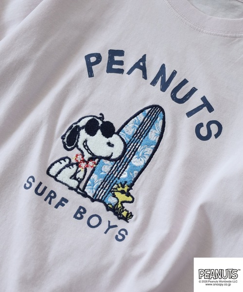 PEANUTS（ピーナッツ）の「PEANUTS JOE COOL柄サガラ刺繍天竺半袖Tシャツ（Tシャツ/カットソー・メンズ・ネイビー/オフホワイト/ライトパープル・L/M/LL）」の10枚目の写真