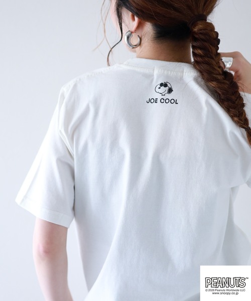 PEANUTS（ピーナッツ）の「PEANUTS JOE COOL柄サガラ刺繍天竺半袖Tシャツ（Tシャツ/カットソー・メンズ・ネイビー/オフホワイト/ライトパープル・L/M/LL）」の15枚目の写真