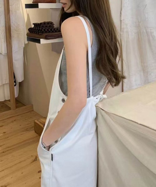 YUGA(ユーガ)の「YUGA_YGMC Korean-style Denim overall dress(ワンピース・レディース・ブラック/ホワイト・FREE)」の10枚目の写真