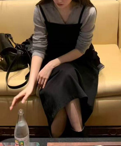 YUGA(ユーガ)の「YUGA_YGMC Korean-style Denim overall dress(ワンピース・レディース・ブラック/ホワイト・FREE)」の15枚目の写真