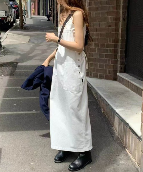 YUGA(ユーガ)の「YUGA_YGMC Korean-style Denim overall dress(ワンピース・レディース・ブラック/ホワイト・FREE)」の8枚目の写真