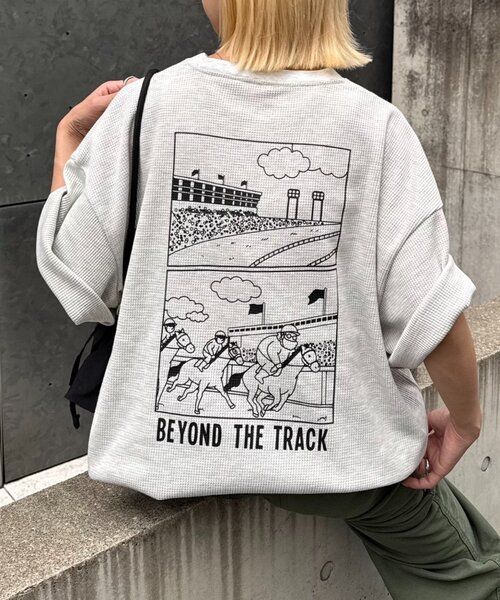 CIAOPANIC TYPY（チャオパニックティピー）の「【ユニセックス】OJISAN刺繍バックプリントワッフルTEE（Tシャツ/カットソー・レディース・チャコールグレー/ライトグレー/オフホワイト/サックスブルー・LARGE/MEDIUM）」の3枚目の写真