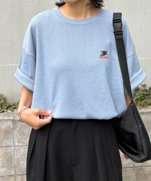 CIAOPANIC TYPY（チャオパニックティピー）の「【ユニセックス】OJISAN刺繍バックプリントワッフルTEE（Tシャツ/カットソー・レディース・チャコールグレー/ライトグレー/オフホワイト/サックスブルー・LARGE/MEDIUM）」の20枚目の写真