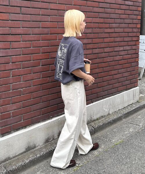 CIAOPANIC TYPY（チャオパニックティピー）の「【ユニセックス】OJISAN刺繍バックプリントワッフルTEE（Tシャツ/カットソー・レディース・チャコールグレー/ライトグレー/オフホワイト/サックスブルー・LARGE/MEDIUM）」の12枚目の写真
