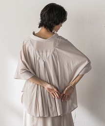麻調シアーBACKタックスキッパーブラウス