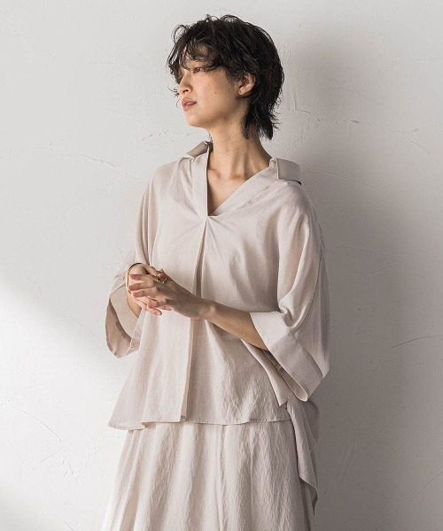 MAYSON GREY(メイソングレイ)の「麻調シアーBACKタックスキッパーブラウス(シャツ/ブラウス・レディース・ブラウン/ブラック/ベージュ・M)」の5枚目の写真