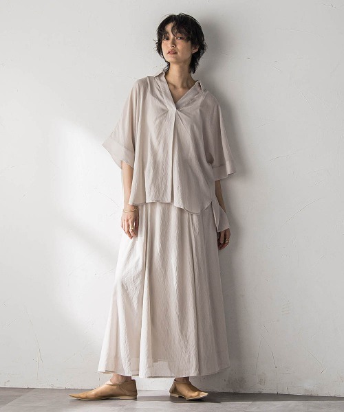MAYSON GREY(メイソングレイ)の「麻調シアーBACKタックスキッパーブラウス(シャツ/ブラウス・レディース・ブラウン/ブラック/ベージュ・M)」の9枚目の写真