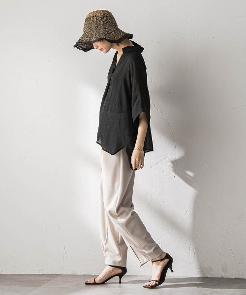 MAYSON GREY(メイソングレイ)の「麻調シアーBACKタックスキッパーブラウス(シャツ/ブラウス・レディース・ブラウン/ブラック/ベージュ・M)」の18枚目の写真