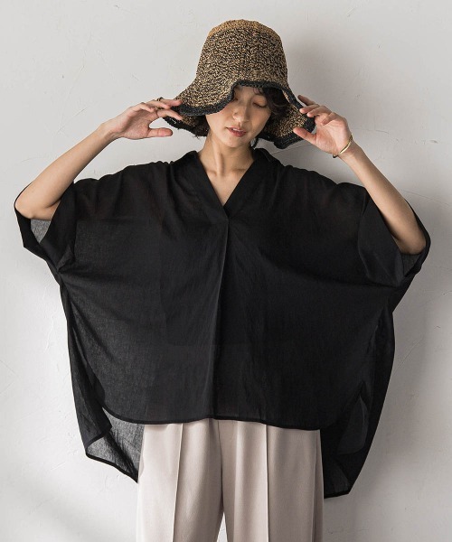 MAYSON GREY(メイソングレイ)の「麻調シアーBACKタックスキッパーブラウス(シャツ/ブラウス・レディース・ブラウン/ブラック/ベージュ・M)」の15枚目の写真