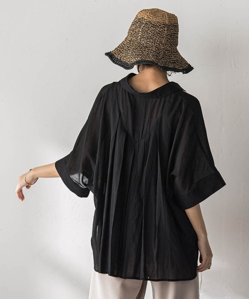 MAYSON GREY(メイソングレイ)の「麻調シアーBACKタックスキッパーブラウス(シャツ/ブラウス・レディース・ブラウン/ブラック/ベージュ・M)」の17枚目の写真