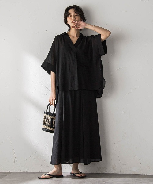 MAYSON GREY(メイソングレイ)の「麻調シアーBACKタックスキッパーブラウス(シャツ/ブラウス・レディース・ブラウン/ブラック/ベージュ・M)」の21枚目の写真