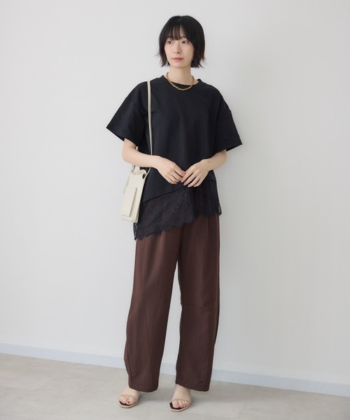 Paradise Picnic(パラダイスピクニック)の「裾レースアシメ切替Tシャツ(Tシャツ/カットソー・レディース・ブラック/ホワイト・FREE)」の21枚目の写真