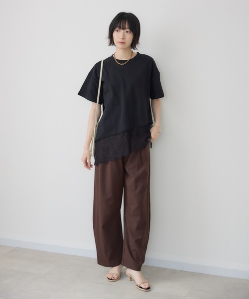 Paradise Picnic(パラダイスピクニック)の「裾レースアシメ切替Tシャツ(Tシャツ/カットソー・レディース・ブラック/ホワイト・FREE)」の22枚目の写真