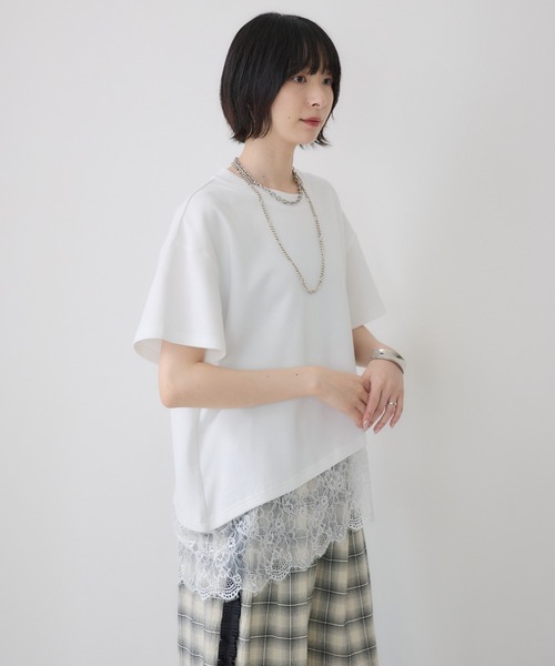 Paradise Picnic(パラダイスピクニック)の「裾レースアシメ切替Tシャツ(Tシャツ/カットソー・レディース・ブラック/ホワイト・FREE)」の12枚目の写真