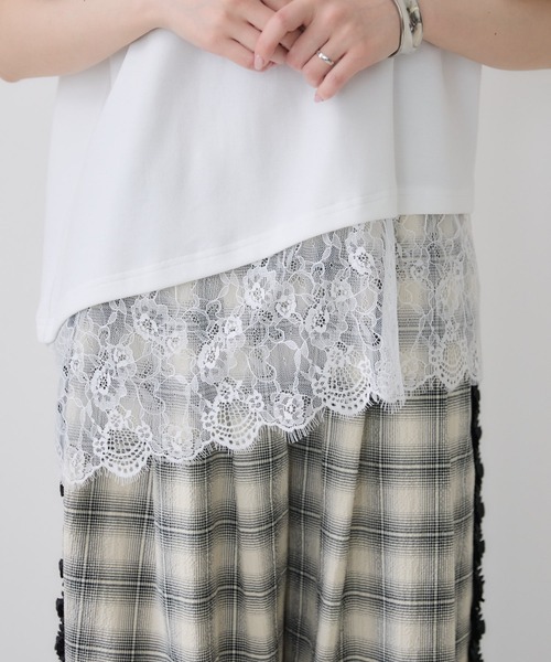 Paradise Picnic(パラダイスピクニック)の「裾レースアシメ切替Tシャツ(Tシャツ/カットソー・レディース・ブラック/ホワイト・FREE)」の20枚目の写真