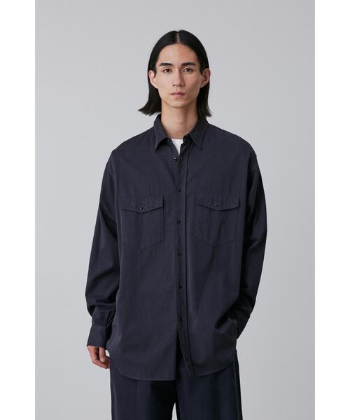 Y(ワイ)の「Y / ORGANIC COTTON HIGH DENSITY SATIN SHIRT(シャツ/ブラウス・メンズ・ネイビー/ホワイト・MEDIUM/LARGE)」の2枚目の写真