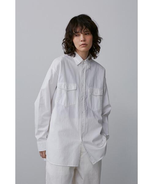 Y(ワイ)の「Y / ORGANIC COTTON HIGH DENSITY SATIN SHIRT(シャツ/ブラウス・メンズ・ネイビー/ホワイト・MEDIUM/LARGE)」の1枚目の写真