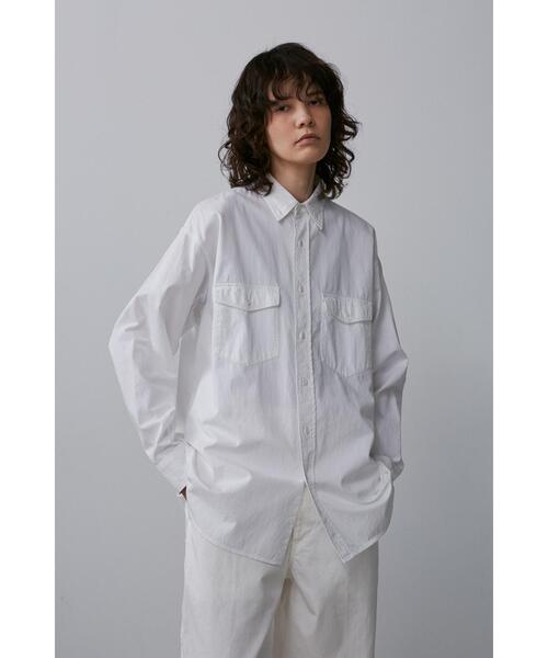 Y(ワイ)の「Y / ORGANIC COTTON HIGH DENSITY SATIN SHIRT(シャツ/ブラウス・メンズ・ネイビー/ホワイト・MEDIUM/LARGE)」の3枚目の写真