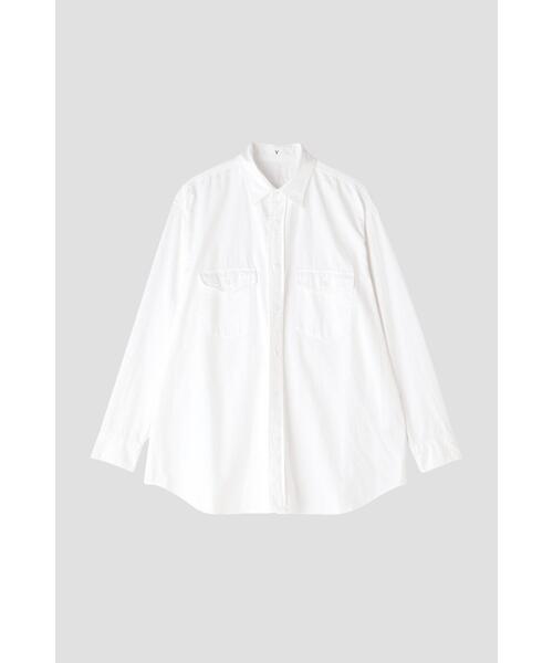Y(ワイ)の「Y / ORGANIC COTTON HIGH DENSITY SATIN SHIRT(シャツ/ブラウス・メンズ・ネイビー/ホワイト・MEDIUM/LARGE)」の7枚目の写真