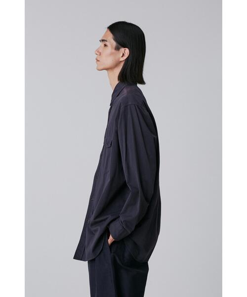 Y(ワイ)の「Y / ORGANIC COTTON HIGH DENSITY SATIN SHIRT(シャツ/ブラウス・メンズ・ネイビー/ホワイト・MEDIUM/LARGE)」の10枚目の写真