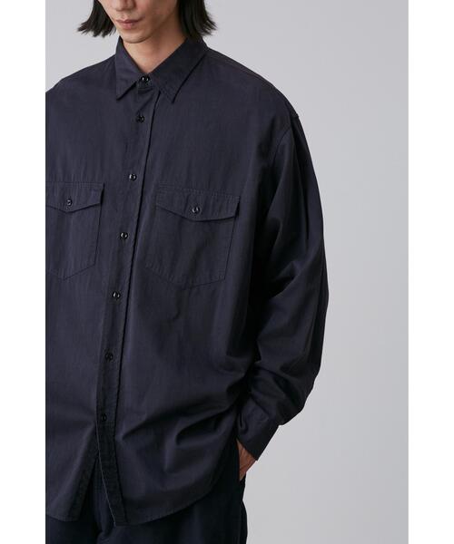 Y(ワイ)の「Y / ORGANIC COTTON HIGH DENSITY SATIN SHIRT(シャツ/ブラウス・メンズ・ネイビー/ホワイト・MEDIUM/LARGE)」の14枚目の写真