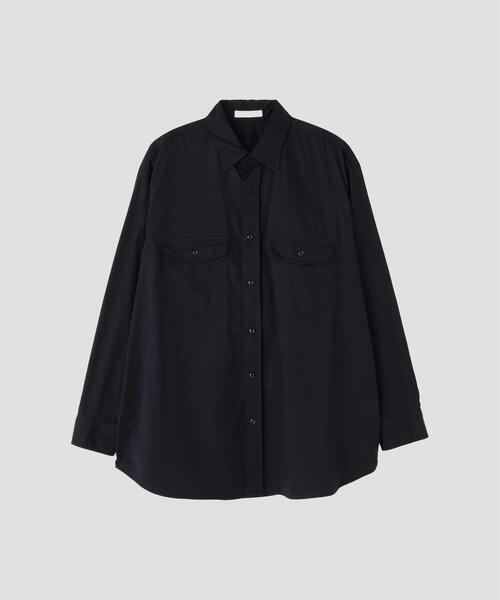 Y(ワイ)の「Y / ORGANIC COTTON HIGH DENSITY SATIN SHIRT(シャツ/ブラウス・メンズ・ネイビー/ホワイト・MEDIUM/LARGE)」の16枚目の写真