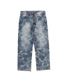 SOLID CAMO JACQUARD DENIM PANTS