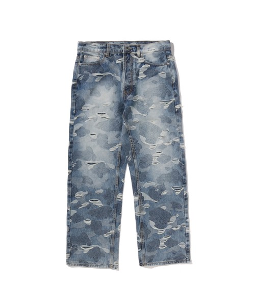 A BATHING APE(アベイシングエイプ)の「SOLID CAMO JACQUARD DENIM PANTS(デニムパンツ・メンズ・ライトインディゴブルー・SMALL/MEDIUM/X-LARGE/LARGE)」の1枚目の写真