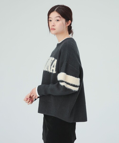 BEAMS HEART(ビームスハート)の「シャギー ロゴ ニット プルオーバー(ニット/セーター・レディース・チャコールグレー/ブルー/グレー・FREE)」の7枚目の写真