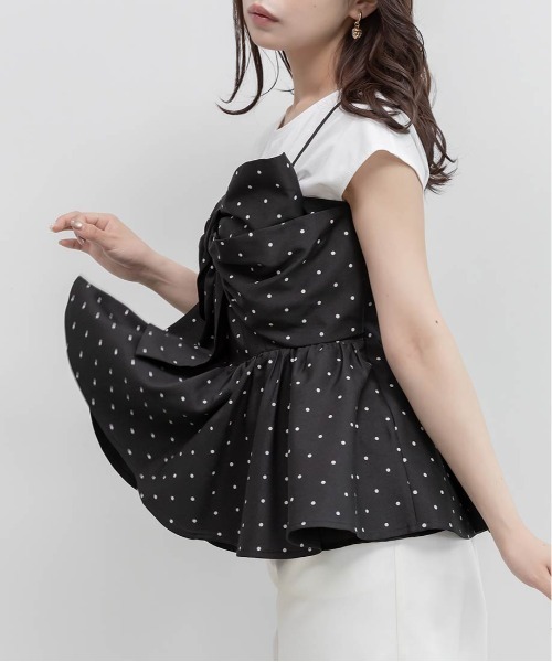 RANDA(ランダ)の「リボンデザインペプラムトップス×カットソーセット(Tシャツ/カットソー・レディース・ホワイト系その他/ブラック/グリーン・0/1)」の14枚目の写真