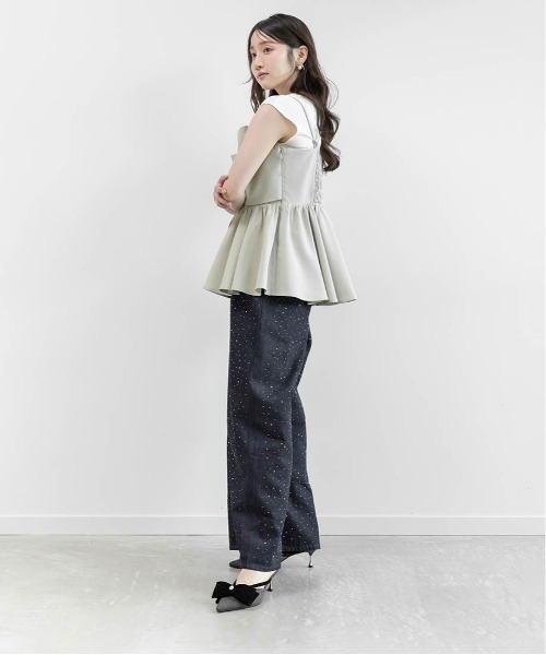 RANDA(ランダ)の「リボンデザインペプラムトップス×カットソーセット(Tシャツ/カットソー・レディース・ホワイト系その他/ブラック/グリーン・0/1)」の17枚目の写真