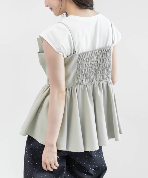 RANDA(ランダ)の「リボンデザインペプラムトップス×カットソーセット(Tシャツ/カットソー・レディース・ホワイト系その他/ブラック/グリーン・0/1)」の20枚目の写真