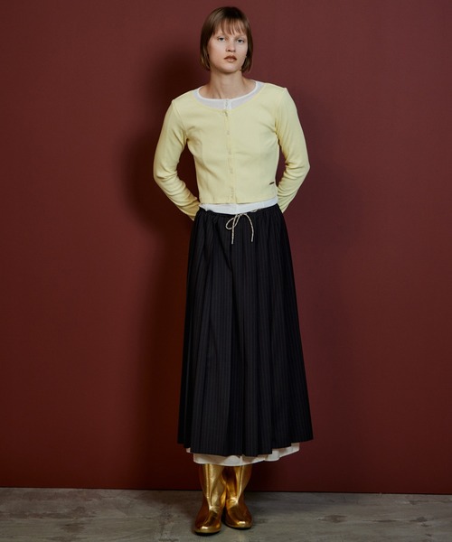 MAISON SPECIAL(メゾンスペシャル)の「Waist Drawstring Pleated Skirt/ウエストドローストリングプリーツスカート(スカート・レディース・ブラック/グレー・36/38)」の2枚目の写真