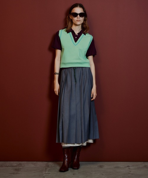 MAISON SPECIAL(メゾンスペシャル)の「Waist Drawstring Pleated Skirt/ウエストドローストリングプリーツスカート(スカート・レディース・ブラック/グレー・36/38)」の5枚目の写真