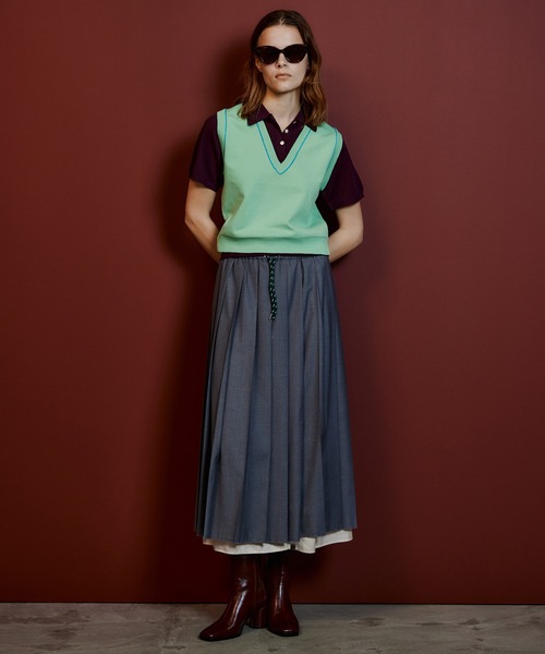 MAISON SPECIAL(メゾンスペシャル)の「Waist Drawstring Pleated Skirt/ウエストドローストリングプリーツスカート(スカート・レディース・ブラック/グレー・36/38)」の6枚目の写真
