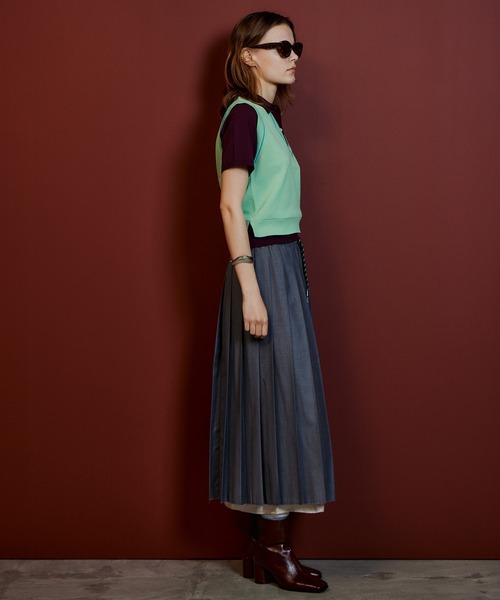 MAISON SPECIAL(メゾンスペシャル)の「Waist Drawstring Pleated Skirt/ウエストドローストリングプリーツスカート(スカート・レディース・ブラック/グレー・36/38)」の7枚目の写真