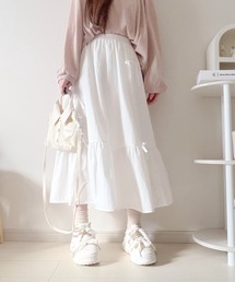 リボンティアードロングスカート