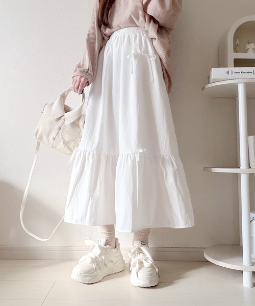 Nana（ナナ）の「リボンティアードロングスカート（スカート・レディース・ブラック/ホワイト・FREE）」の15枚目の写真