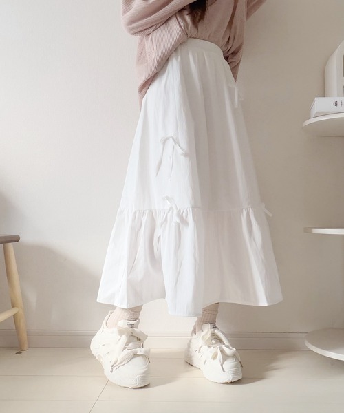 Nana（ナナ）の「リボンティアードロングスカート（スカート・レディース・ブラック/ホワイト・FREE）」の16枚目の写真
